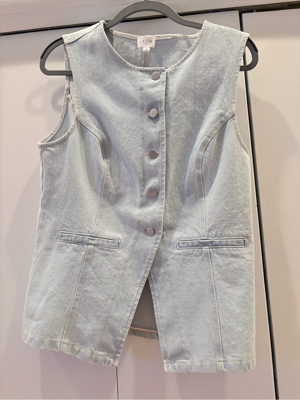 Le Lis Light Blue Sleeveless Denim Vest